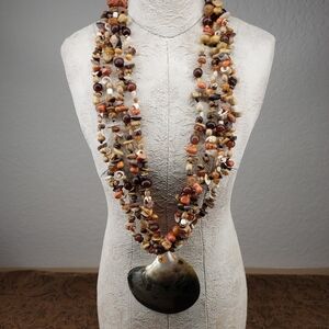 Vintage Multi Color Multi Strand Shell Necklace